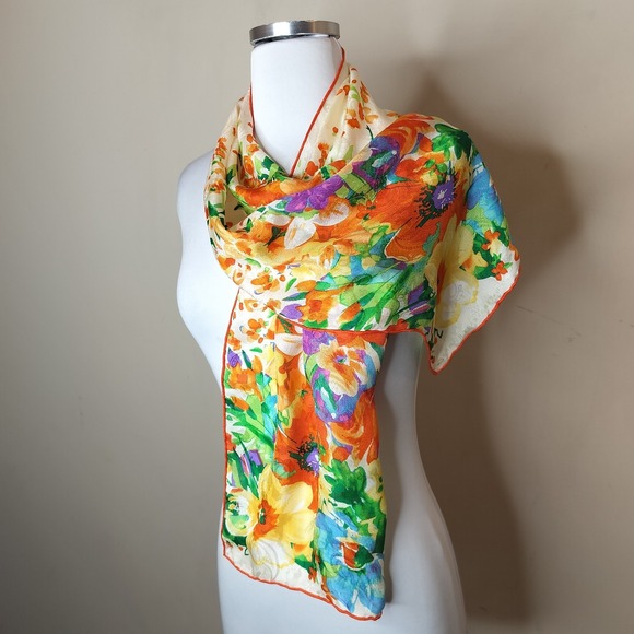 Lauren Ralph Lauren Accessories - Lauren Ralph Lauren Silk Floral Neck Scarf 52" x 11" Vibrant Artsy